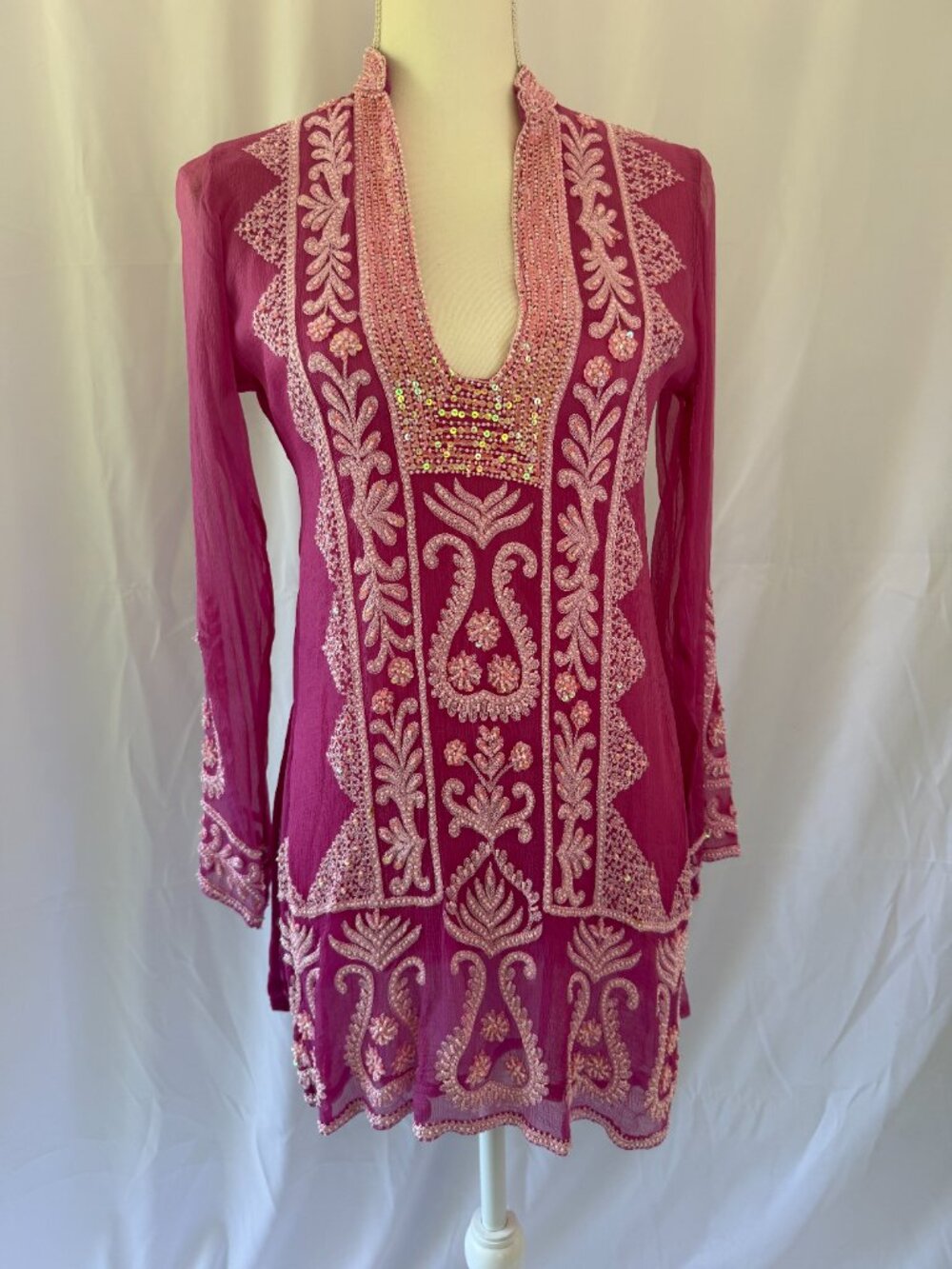 TAJ Fuchsia Beaded Top